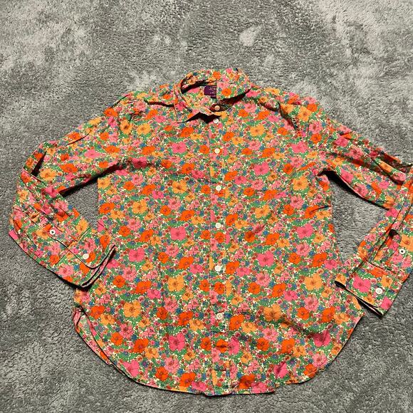 J.Crew Tops - J Crew Shirt Womens 8 Floral Liberty Meadow Song  Button Ling Sleeve